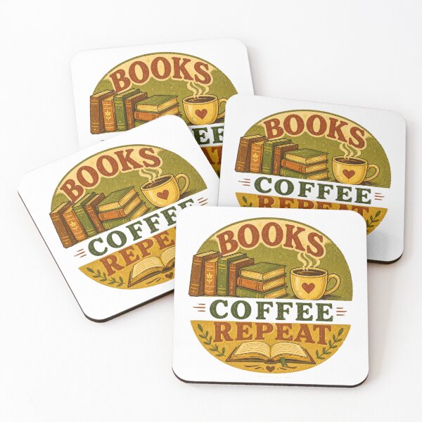 Item preview, Books Coffee Repeat Retro Vintage Book Lover Coffee Lover Design designed and sold by StockAnime.