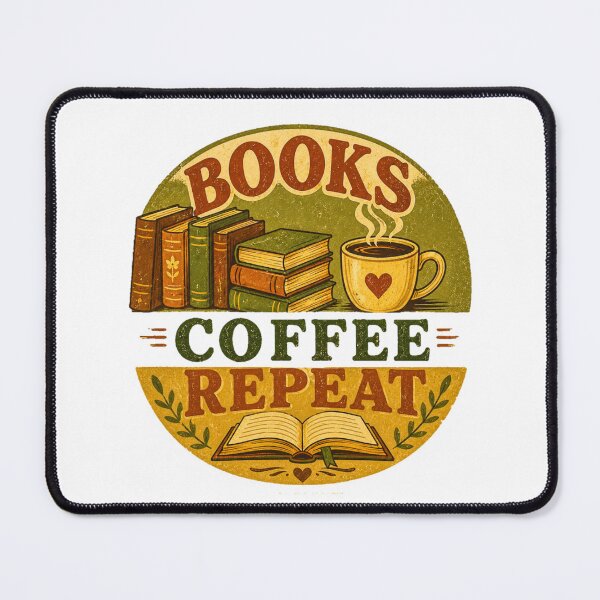 Item preview, Books Coffee Repeat Retro Vintage Book Lover Coffee Lover Design designed and sold by StockAnime.