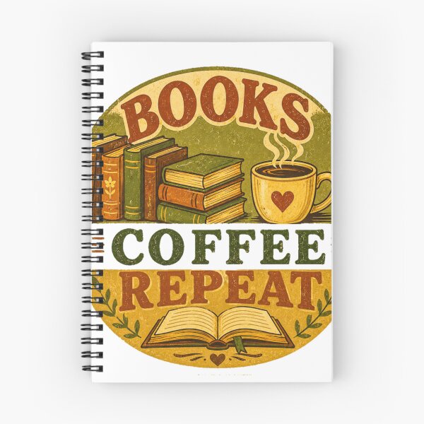 Item preview, Books Coffee Repeat Retro Vintage Book Lover Coffee Lover Design designed and sold by Noirvasca.