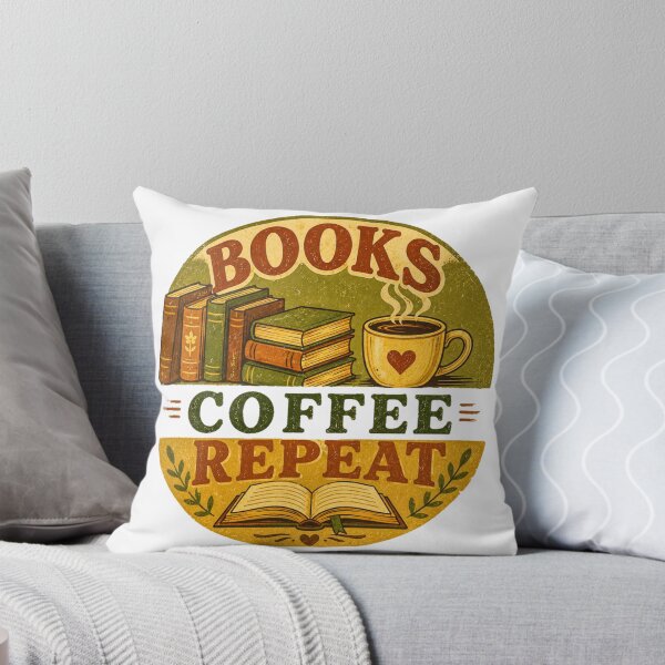 Item preview, Books Coffee Repeat Retro Vintage Book Lover Coffee Lover Design designed and sold by StockAnime.