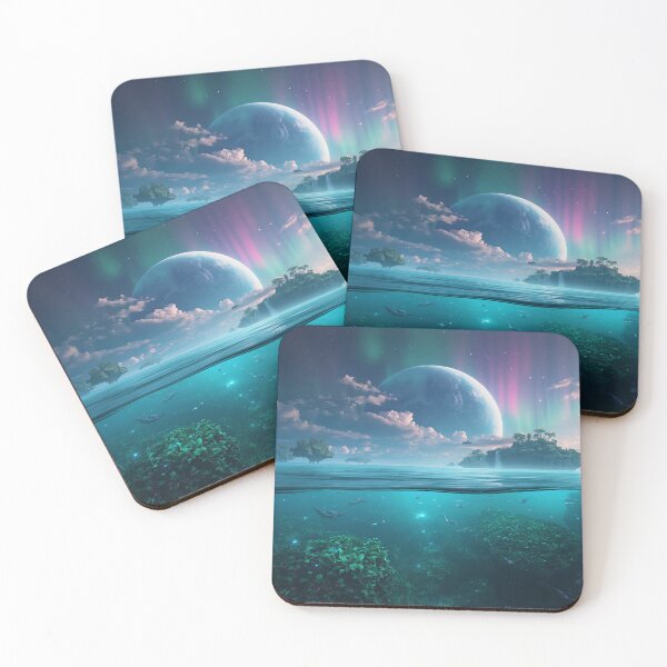 Item preview, Aurora Ocean Planet Alien Fantasy Landscape designed and sold by Luminous Wilds.