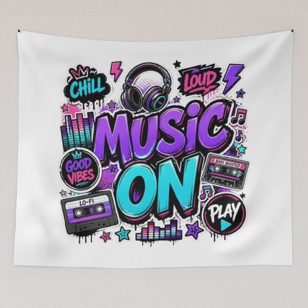 Item preview, MUSIC ON Neon Graffiti Design | DJ, Music Lover & Lo-Fi Sticker for Laptop, Notebook & More designed and sold by Stylestickers55.