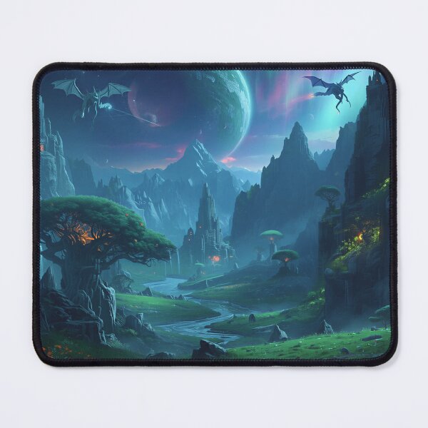Item preview, Emerald Mist Dragon Valley Alien Landscape designed and sold by Luminous Wilds.