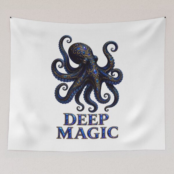 Item preview, Deep Magic Jeweled Blue Octopus Fantasy Art designed and sold by RoPrincess.