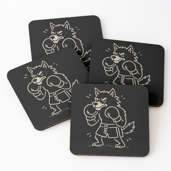 Item preview, Retro Minimalist Doodle Wolf Boxer Fighting Spirit designed and sold by Moizento.