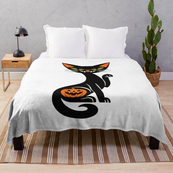 Item preview, Spooky Vampire Black Cat Pumpkin Retro Halloween Art Cat Lover Gift designed and sold by Artycom.