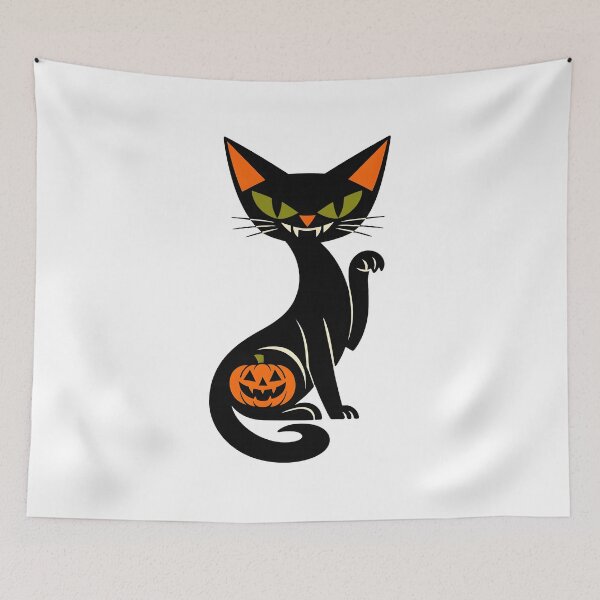 Item preview, Spooky Vampire Black Cat Pumpkin Retro Halloween Art Cat Lover Gift  designed and sold by Artycom.