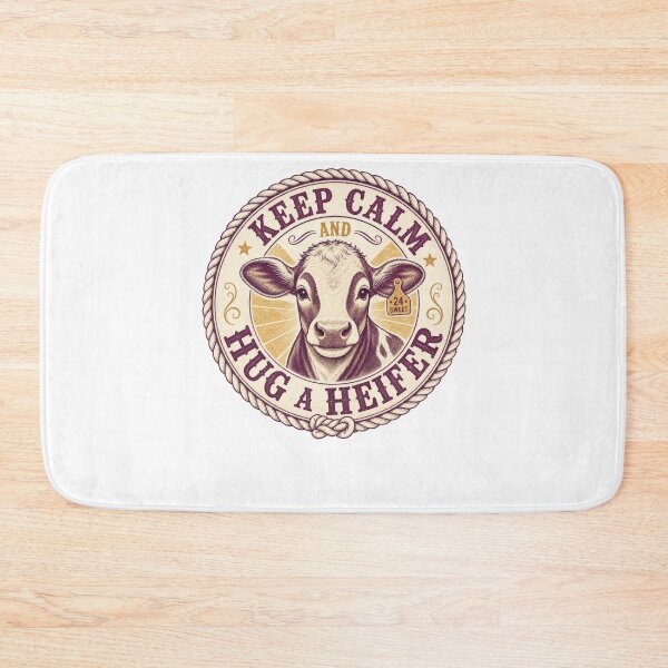 Item preview, Keep Calm and Hug a Heifer Country Western Cow Humor designed and sold by AntiqueImages.