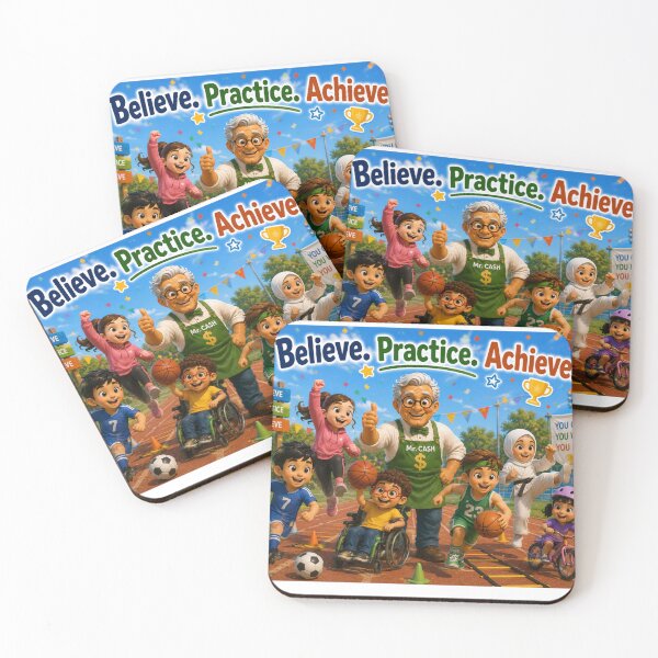 Item preview, Believe Practice Achieve Kids Inspirational Design designed and sold by LumivaraGallery.
