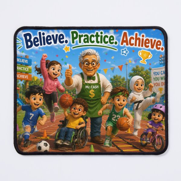 Item preview, Believe Practice Achieve Kids Inspirational Design designed and sold by LumivaraGallery.