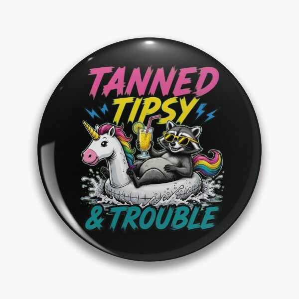 Item preview, Tanned Tipsy Trouble Raccoon Unicorn Float Design designed and sold by TshirtsOnline-.