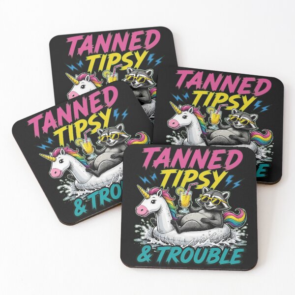 Item preview, Tanned Tipsy Trouble Raccoon Unicorn Float Design designed and sold by TshirtsOnline-.