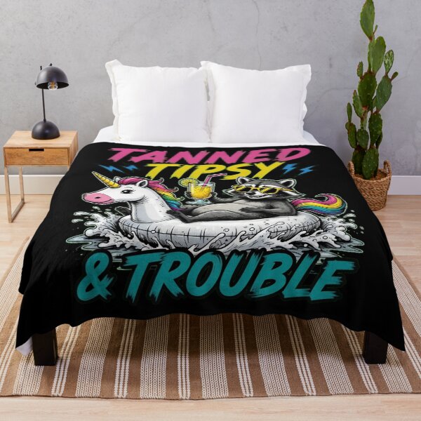 Item preview, Tanned Tipsy Trouble Raccoon Unicorn Float Design designed and sold by TshirtsOnline-.