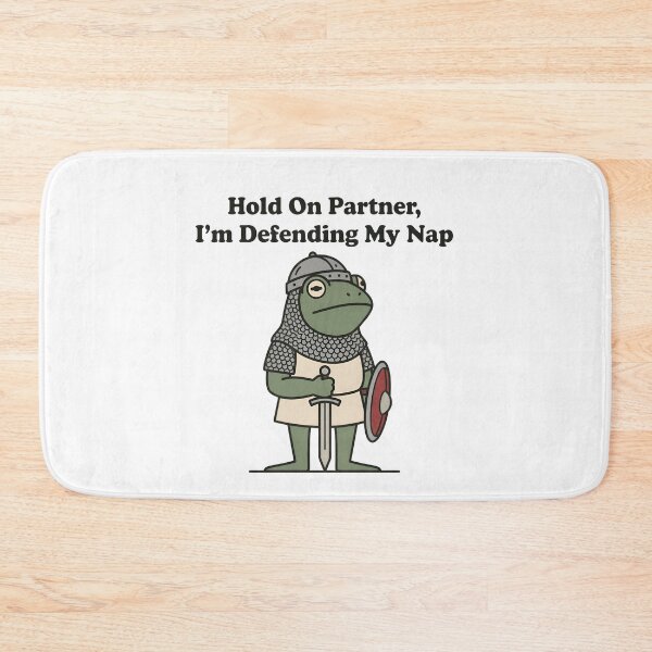 Item preview, Funny Frog Knight Hold On Partner I'm Defending My Nap Cute Medieval Meme T-Shirt designed and sold by StickerNestYou.