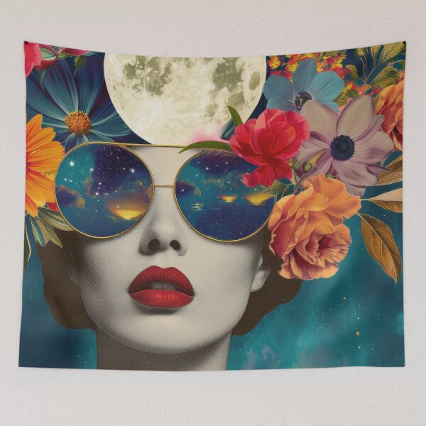 Item preview, Vintage Pop Art Portrait with Flowers designed and sold by Soft Oddity.