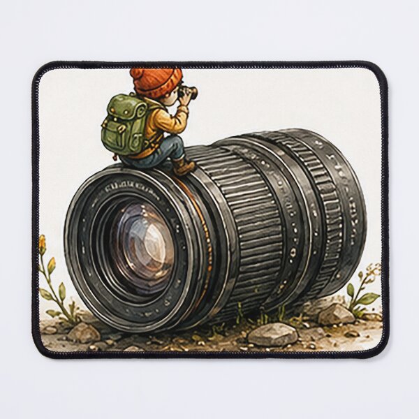 Item preview, Tiny Photographer Exploring a Giant Camera Lens designed and sold by Sara-Ai.