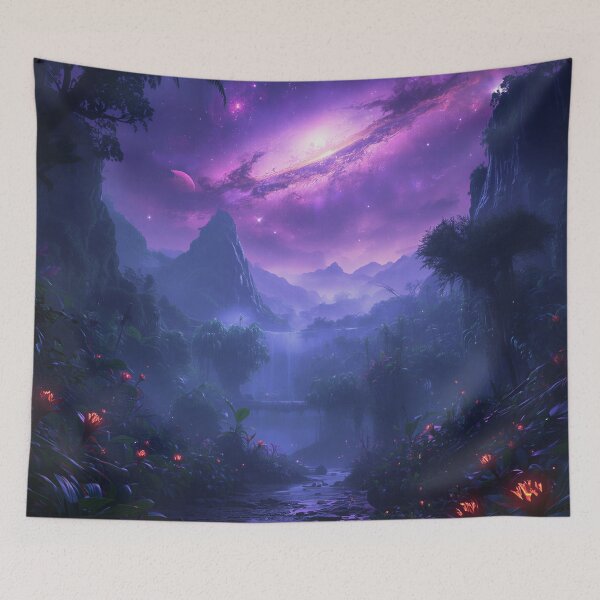 Item preview, Violet Nebula Jungle Alien Sci Fi Landscape designed and sold by Luminous Wilds.