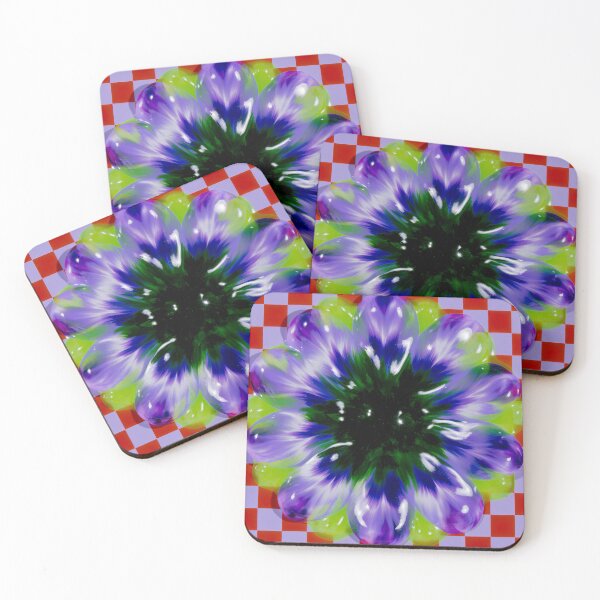 Item preview, Psychedelic Purple Bloom on Checkerboard designed and sold by bubblegoth.
