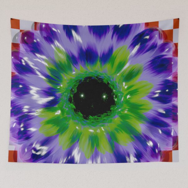 Item preview, Psychedelic Purple Flower Checkerboard designed and sold by bubblegoth.