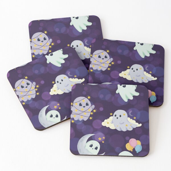 Item preview, Cute Celestial Ghosts and Stars Seamless Halloween Pattern designed and sold by StoriesInGrain.