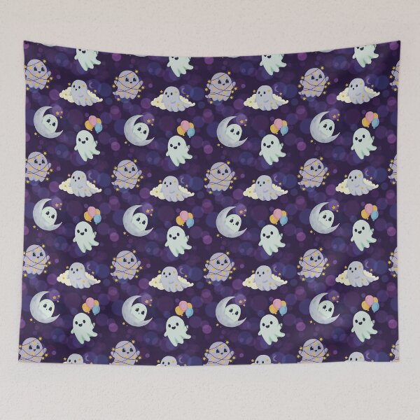 Item preview, Cute Celestial Ghosts and Stars Seamless Halloween Pattern designed and sold by StoriesInGrain.