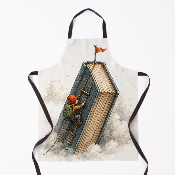 Item preview, Tiny Climber Scaling a Giant Book Mountain designed and sold by Sara-Ai.