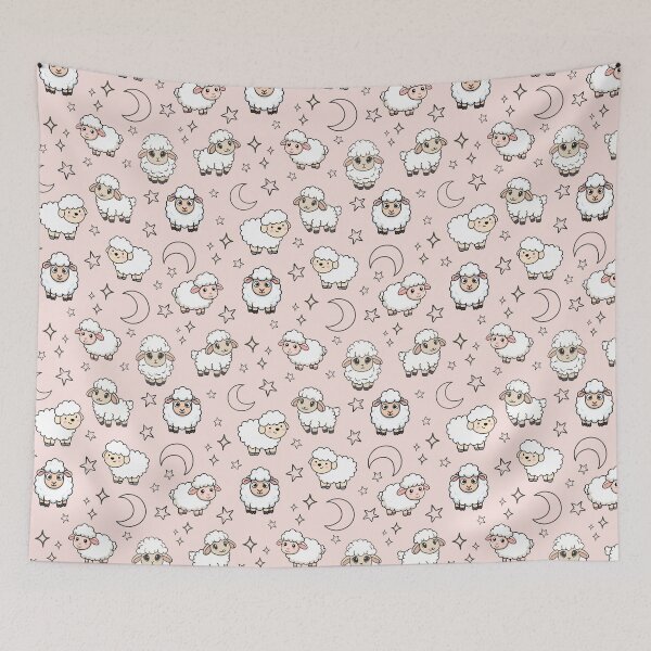 Item preview, Cute Sleeping Sheep and Moon with Stars designed and sold by AleksaDesignMTL.