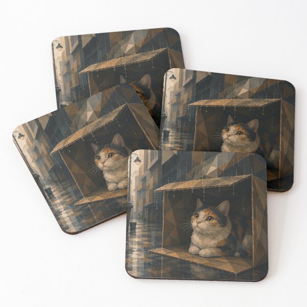 Item preview, Calico Stray Cat Hiding from the Rain designed and sold by Mindworx21.