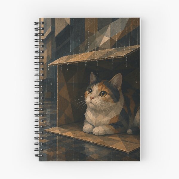 Item preview, Calico Stray Cat Hiding from the Rain designed and sold by Mindworx21.