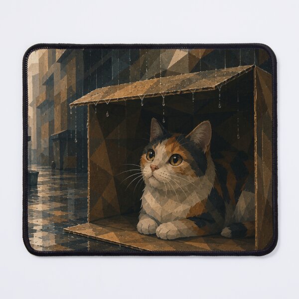 Item preview, Calico Stray Cat Hiding from the Rain designed and sold by Mindworx21.