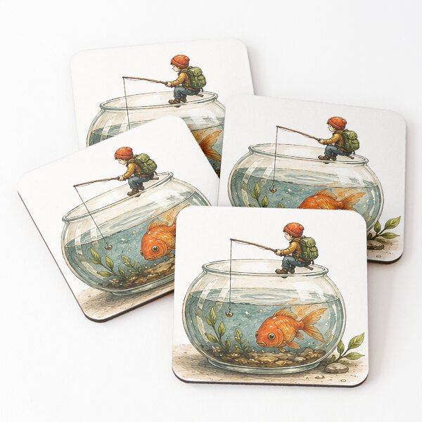 Item preview, Tiny Fisherman Beside a Giant Goldfish designed and sold by Sara-Ai.