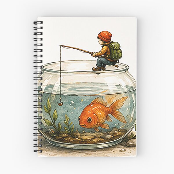 Item preview, Tiny Fisherman Beside a Giant Goldfish designed and sold by Sara-Ai.