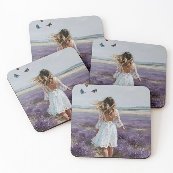 Item preview, Woman in Lavender Field Oil Painting | Butterfly Meadow Wall Art | Romantic Cottagecore Landscape | Floral Nature Print designed and sold by Artforhorse.