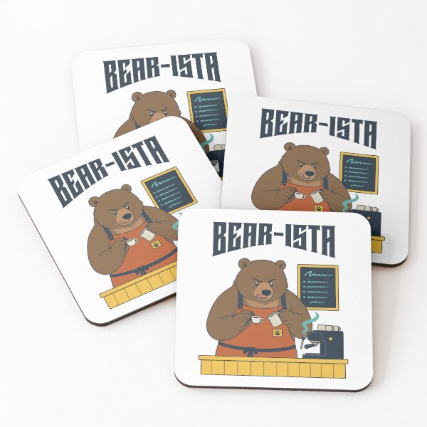 Item preview, Bear Barista Behind Coffee Counter Animal-pun Humor designed and sold by MOSIDRIP™.