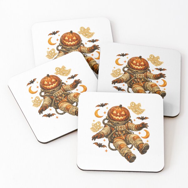 Item preview, Pumpkin Astronaut | Vintage Halloween Space Art | Jack O Lantern Cosmonaut | Cute Spooky Ghosts | Retro Autumn Galaxy designed and sold by MrDev.