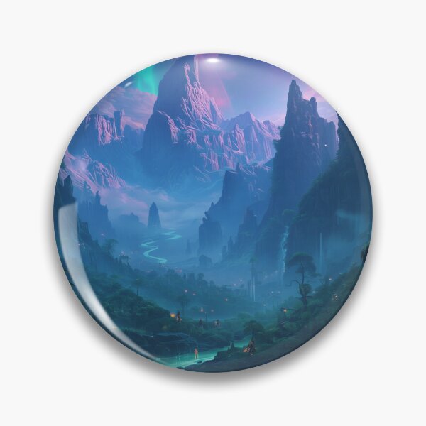 Item preview, Celestial Bioluminescent Mountain Alien Landscape designed and sold by Luminous Wilds.