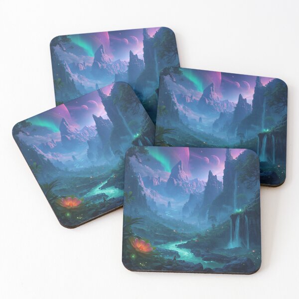 Item preview, Celestial Bioluminescent Mountain Alien Landscape designed and sold by Luminous Wilds.