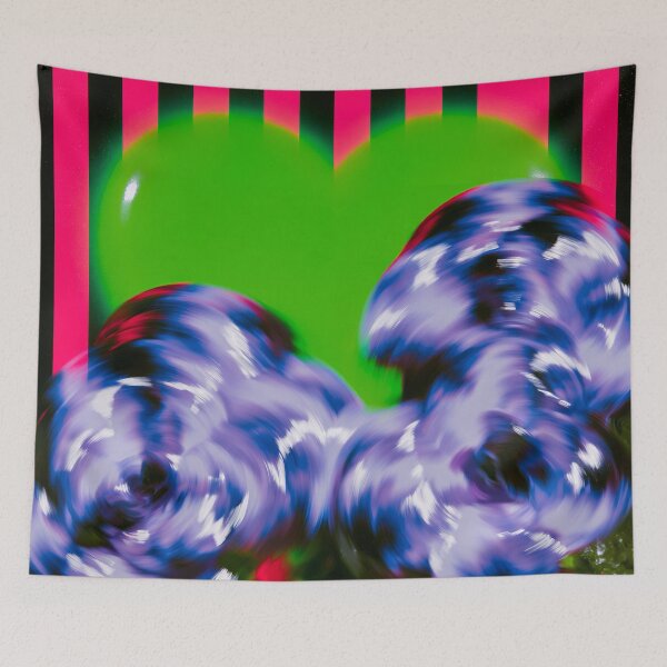 Item preview, Neon Purple Blooms Against Stripes designed and sold by bubblegoth.