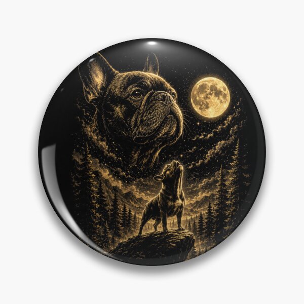 Item preview, French Bulldog Under the Moon | Mystical Night Vintage Style Dog Art designed and sold by BrokenLabel.