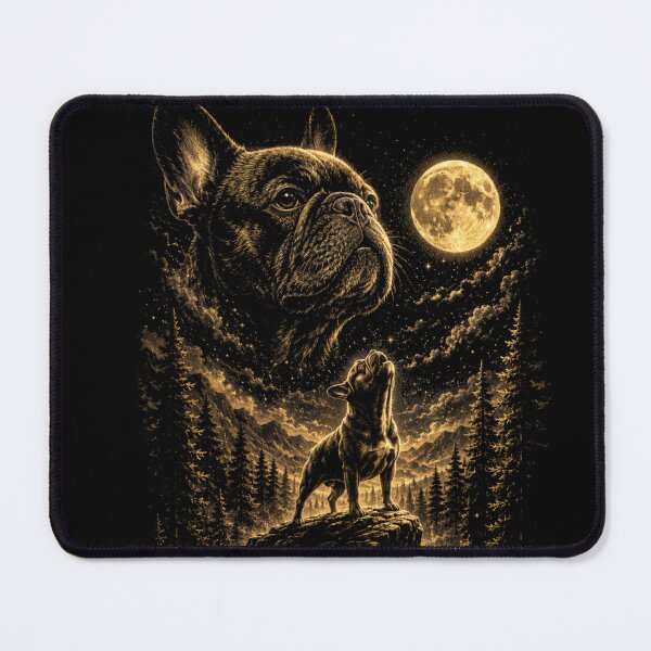 Item preview, French Bulldog Under the Moon | Mystical Night Vintage Style Dog Art designed and sold by BrokenLabel.