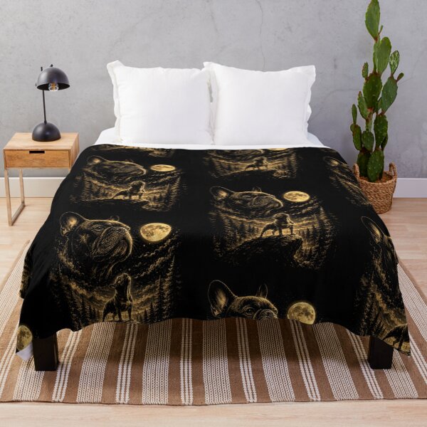 Item preview, French Bulldog Under the Moon | Mystical Night Vintage Style Dog Art designed and sold by BrokenLabel.