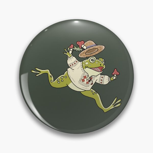 Item preview, Frog Cottagecore Dancing with Mushrooms & Folk Embroidery designed and sold by LeshanArt.