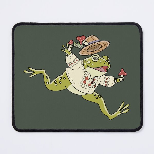 Item preview, Frog Cottagecore Dancing with Mushrooms & Folk Embroidery designed and sold by LeshanArt.