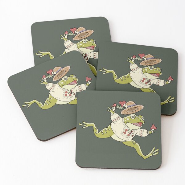 Item preview, Frog Cottagecore Dancing with Mushrooms & Folk Embroidery designed and sold by LeshanArt.