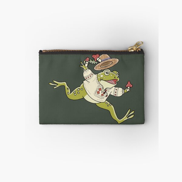Item preview, Frog Cottagecore Dancing with Mushrooms & Folk Embroidery designed and sold by LeshanArt.