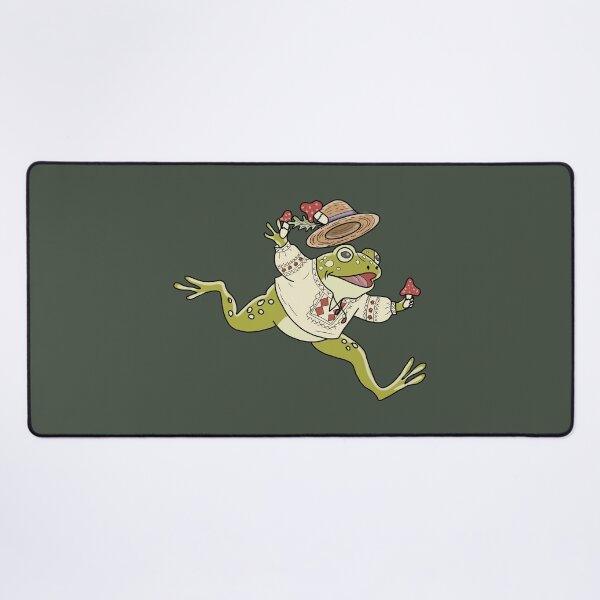 Item preview, Frog Cottagecore Dancing with Mushrooms & Folk Embroidery designed and sold by LeshanArt.