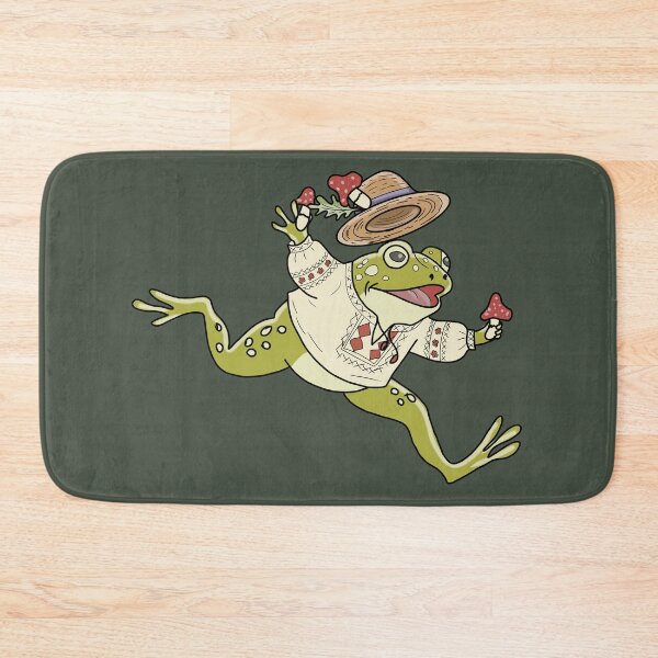 Item preview, Frog Cottagecore Dancing with Mushrooms & Folk Embroidery designed and sold by LeshanArt.