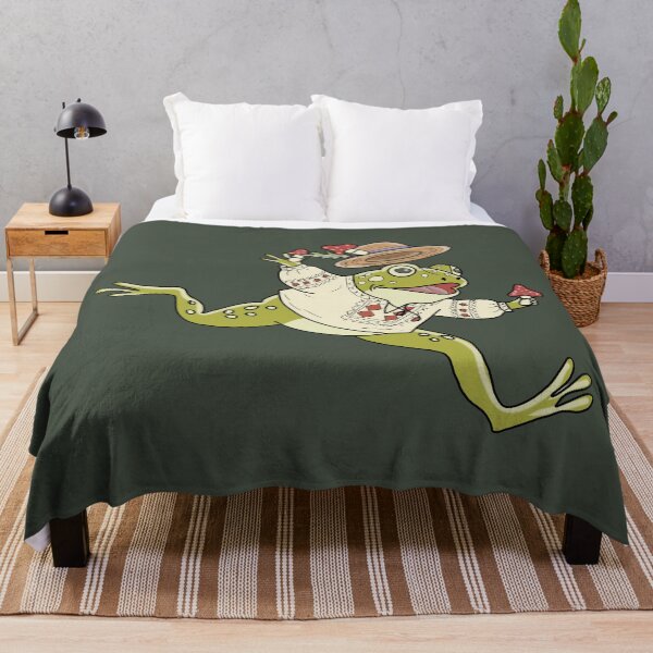 Item preview, Frog Cottagecore Dancing with Mushrooms & Folk Embroidery designed and sold by LeshanArt.