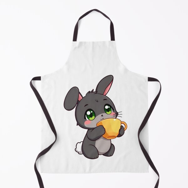 Item preview, Cute kawaii black bunny with a yellow cup 02 designed and sold by ChameleonStars.