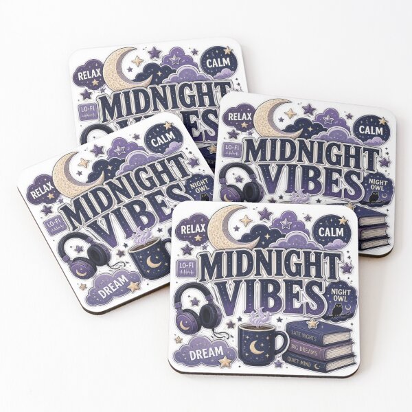Item preview, MIDNIGHT VIBES Sticker | Lo-Fi Aesthetic Graffiti Design | Cozy Night Music Vinyl Decal designed and sold by Stylestickers55.